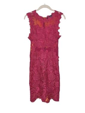 AKIRA Lace Bodycon Dress Pink Fuchsia Small (Runs Small) Cocktail Party